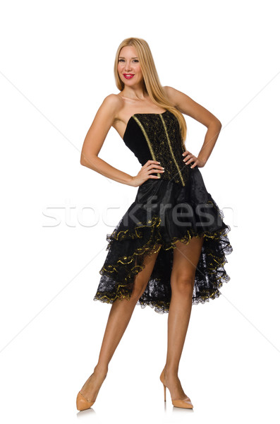 Blond hair girl in black evening dress isolated on white Stock photo © Elnur