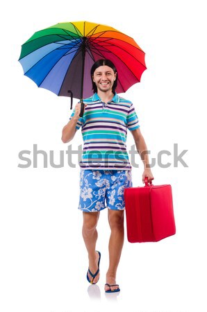 Woman with colorful umbrella on white Stock photo © Elnur