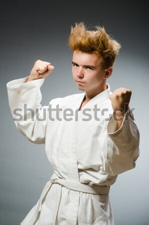 Amuzant karate luptator fundal artă spaţiu Imagine de stoc © Elnur
