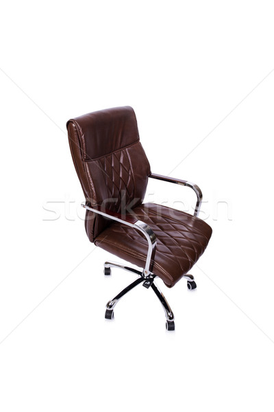 Maro piele scaun de birou izolat alb birou Imagine de stoc © Elnur