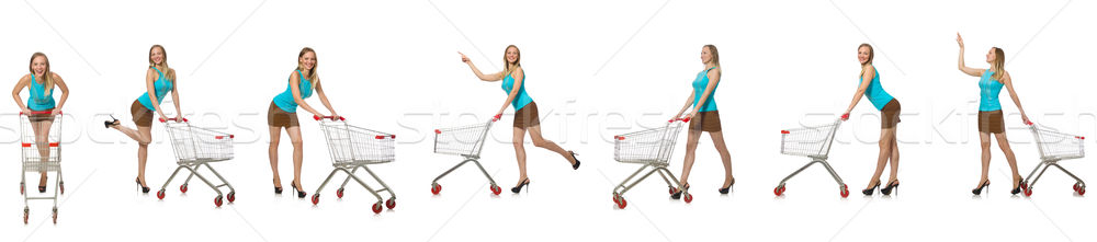 összetett fotó nő bevásárlókosár boldog vásárlás Stock fotó © Elnur