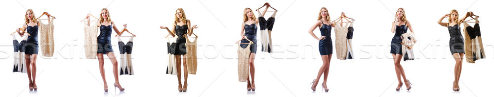 Set of photos with woman trying new clothing Stock photo © Elnur