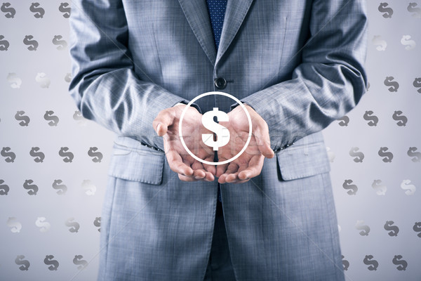 Mann Dollarzeichen Finanzierung Business glücklich Stock foto © Elnur