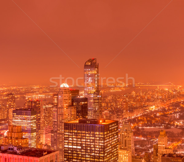 Stockfoto: Nieuwe · Manhattan · zonsondergang · business · hemel