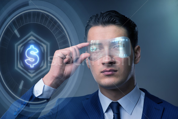 Stock photo: Future of currency trading with businessman