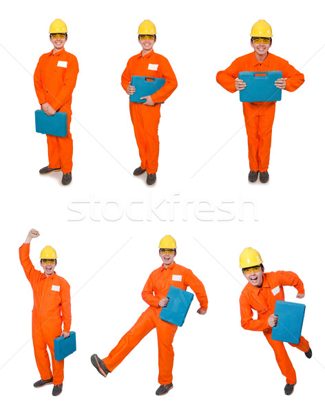 The man in orange coveralls isolated on white Stock photo © Elnur