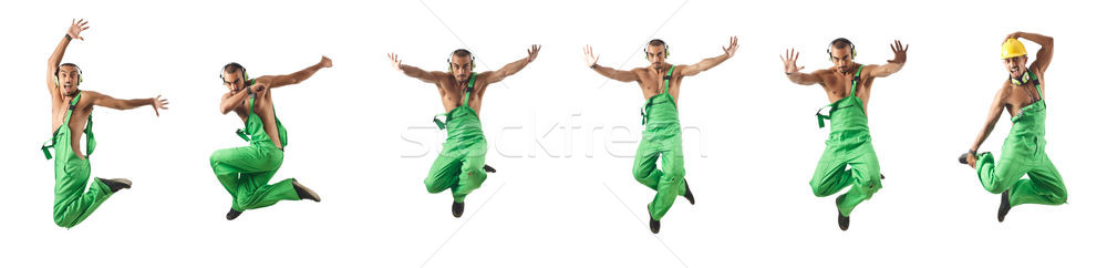 Travailleur de la construction sautant danse homme construction mode Photo stock © Elnur