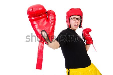 Nun with boxing gloves isolated on white Stock photo © Elnur
