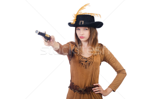 Mujer pirata arma aislado blanco fiesta Foto stock © Elnur