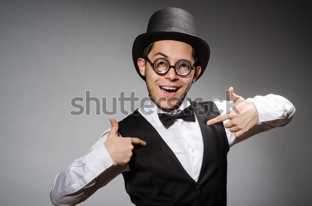 Stock photo: Funny businessman with axe on white