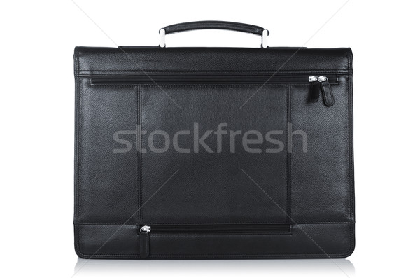 Schwarz Leder Aktentasche isoliert weiß Business Stock foto © Elnur
