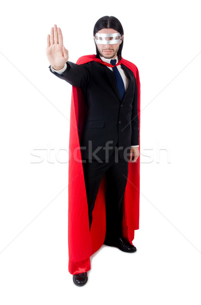 Stock photo: Man in red cover isolated on white