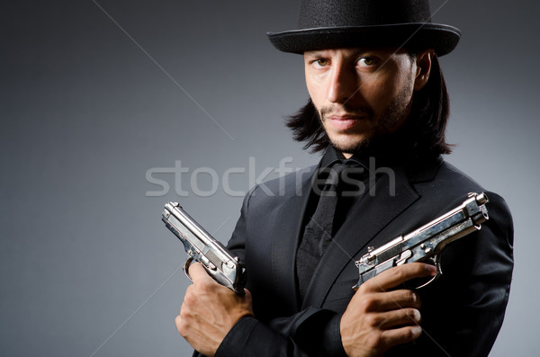 Mann tragen Jahrgang hat gun Business Stock foto © Elnur