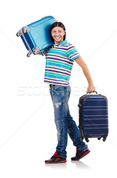 Reizen vakantie bagage witte gelukkig achtergrond Stockfoto © Elnur