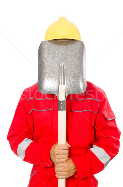 Man in red coveralls with spade Stock photo © Elnur