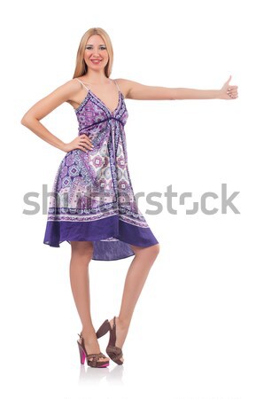 Woman giving thumbs up isolated on white Stock photo © Elnur