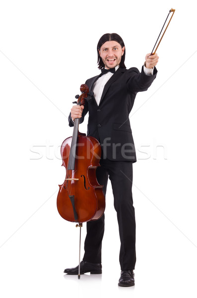 Foto stock: Funny · hombre · música · instrumento · blanco · violín