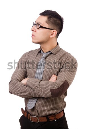 Young man in brown shirt isolated on white Stock photo © Elnur