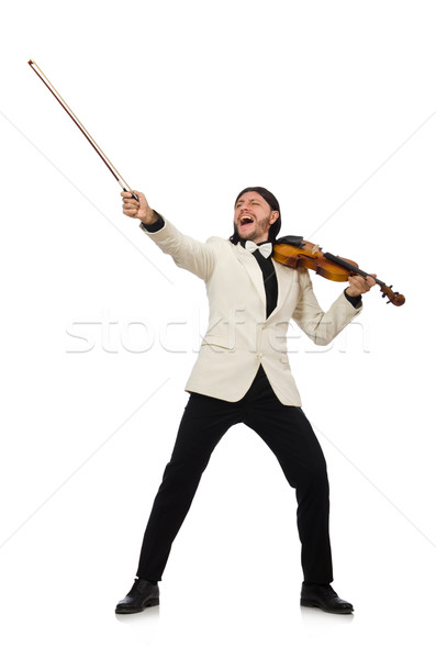 Man with violin playing on white Stock photo © Elnur
