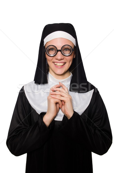 монахиня изолированный белый женщину девушки весело Сток-фото © Elnur