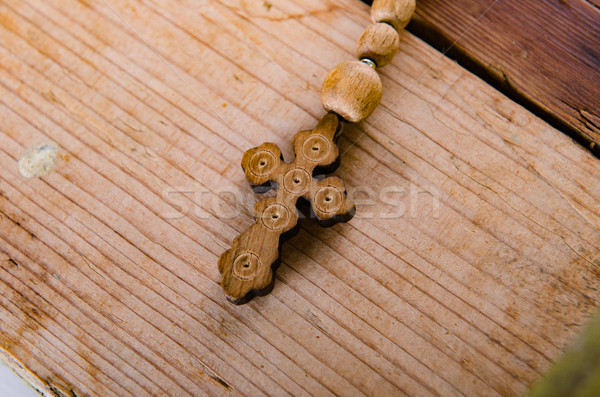 Stock photo: Bible and cross in religious concept