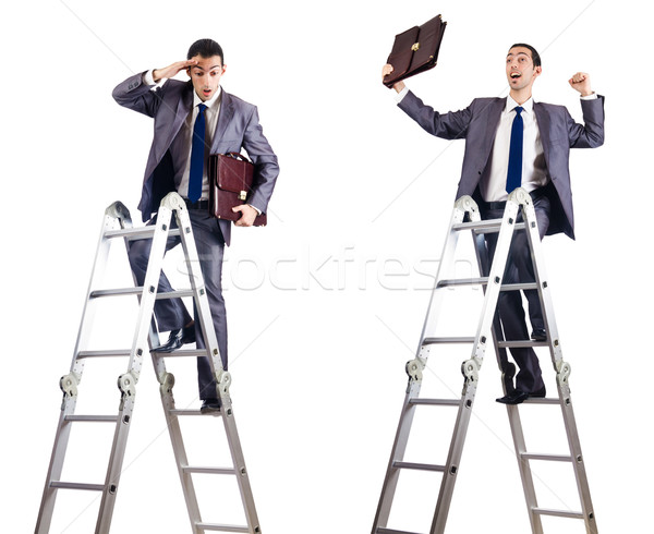 Businessman climbing the ladder isolated on white Stock photo © Elnur