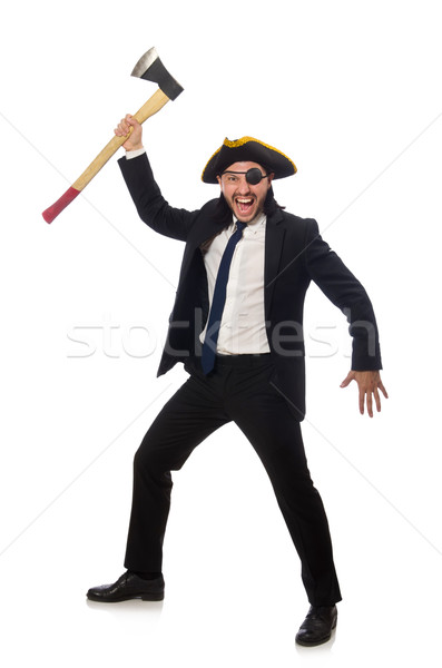 Pirate businessman with axe isolated on white Stock photo © Elnur