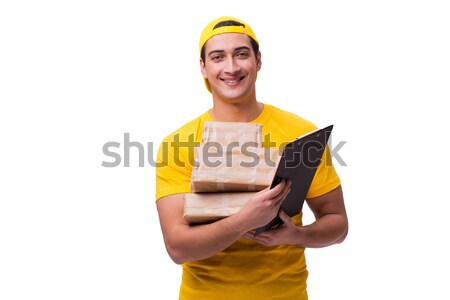 Man delivering christmas present isolated on white Stock photo © Elnur