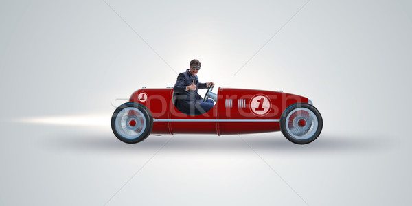 The businessman riding vintage roadster in motivation concept Stock photo © Elnur