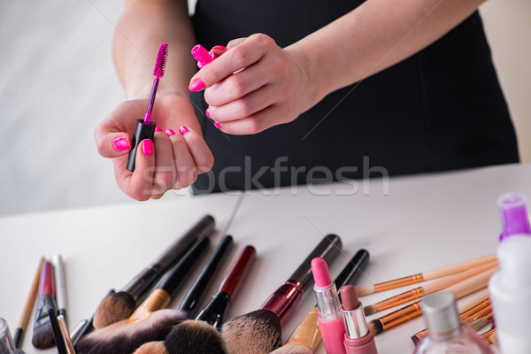 Collection of make up products displayed on the table Stock photo © Elnur