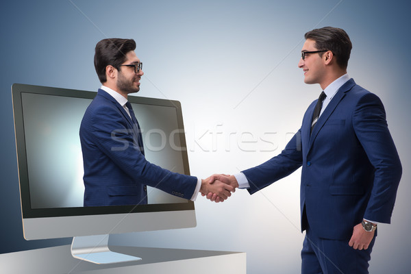 Dwa biznesmen działalności komputera biuro spotkanie Zdjęcia stock © Elnur