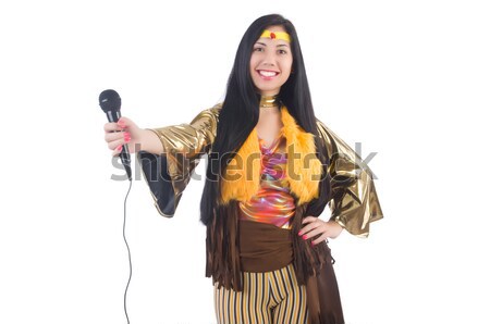 Woman in spanish clothing with mic Stock photo © Elnur