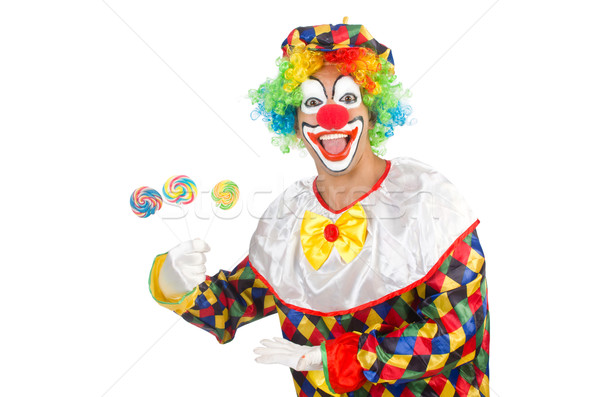 Stockfoto: Clown · geïsoleerd · witte · glimlach · gezicht · leuk