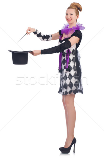 女子 魔術師 孤立 白 手 微笑 商業照片 © Elnur