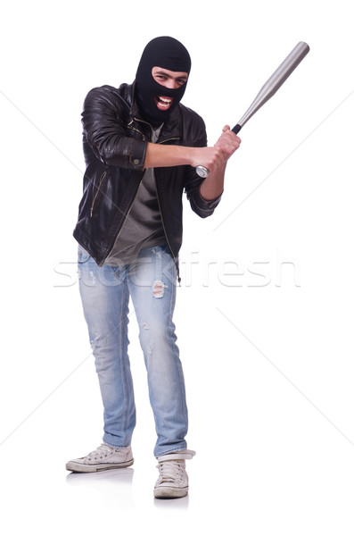 Male hooligan with bat on white Stock photo © Elnur