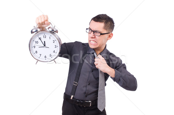 Funny businessman with clock isolated on white Stock photo © Elnur
