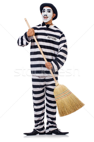 Prisoner with broom isolated on the white Stock photo © Elnur