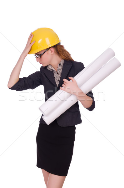 Frustrado jovem arquiteto desenhos branco construção Foto stock © Elnur