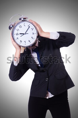 Kobieta dynamit zegar biały działalności dziewczyna Zdjęcia stock © Elnur