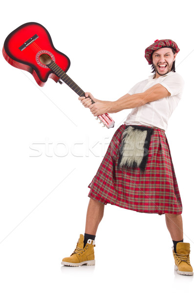 Scotsman playing guitar isolated on white Stock photo © Elnur