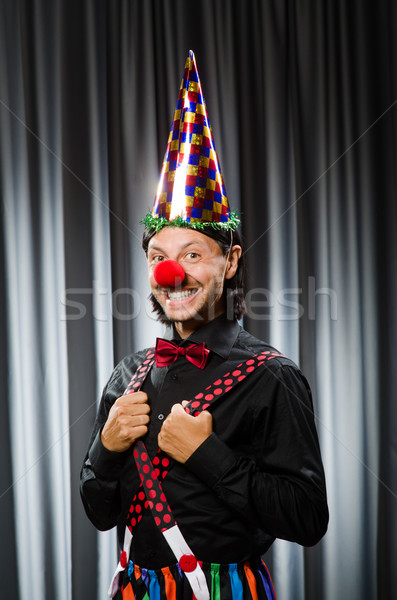 Funny Clown witzig Vorhang Lächeln Geburtstag Stock foto © Elnur