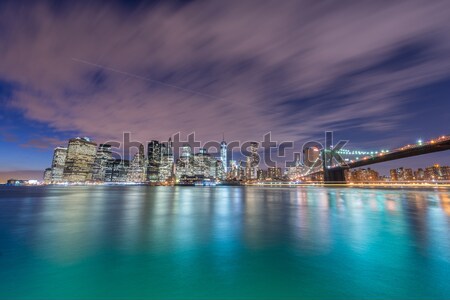 Night panorama of Manhattan in New York, USA Stock photo © Elnur
