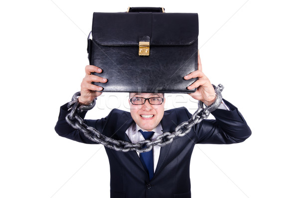 Stock photo: Businessman handcuffed isolated on white