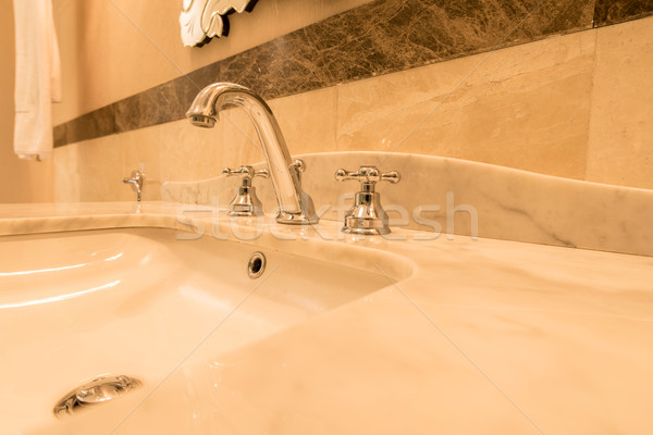 Modern elegáns mosdókagyló fürdőszoba fém hotel Stock fotó © Elnur