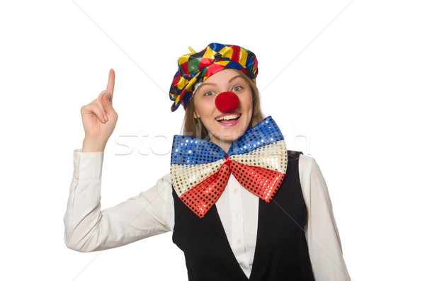 Stock photo: Pretty female clown isolated on white