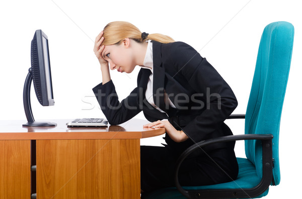 Woman businesswoman working isolated on white Stock photo © Elnur