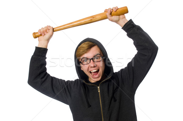 Aggressive man with baseball bat isolated on white Stock photo © Elnur