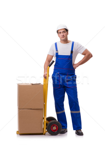 Stock photo: Man with boxes isolated on white