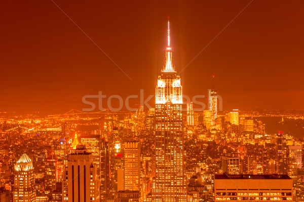 Night view of New York Manhattan during sunset Stock photo © Elnur