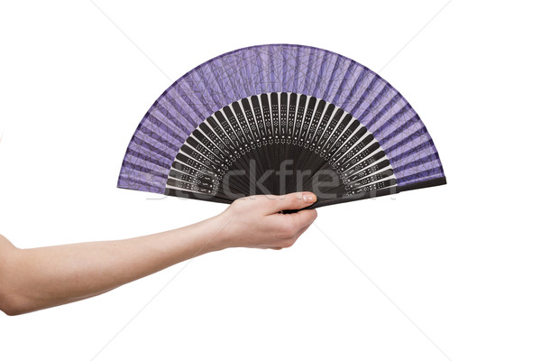Hand fan geïsoleerd witte papier Stockfoto © Elnur